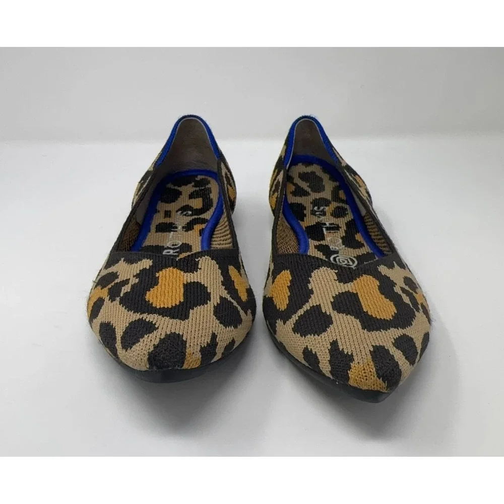 Rothy's The Point Flats Women's 8 The Big Cat Pointed‎ Leopard Print Ballet